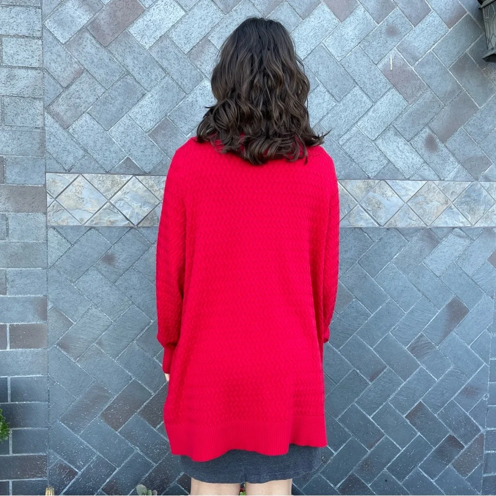 Red Oversized Long Sleeve Knitted Turtleneck - Picture 4 of 4